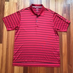 Adidas Clima-Cool S/S Polo Red w/ Black Stripes L